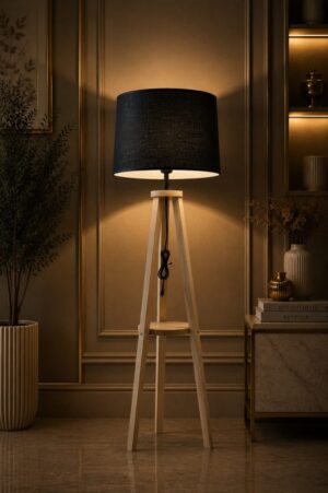 Scandinavian Oak Floor Lamp - Crystal Decor Pakistan