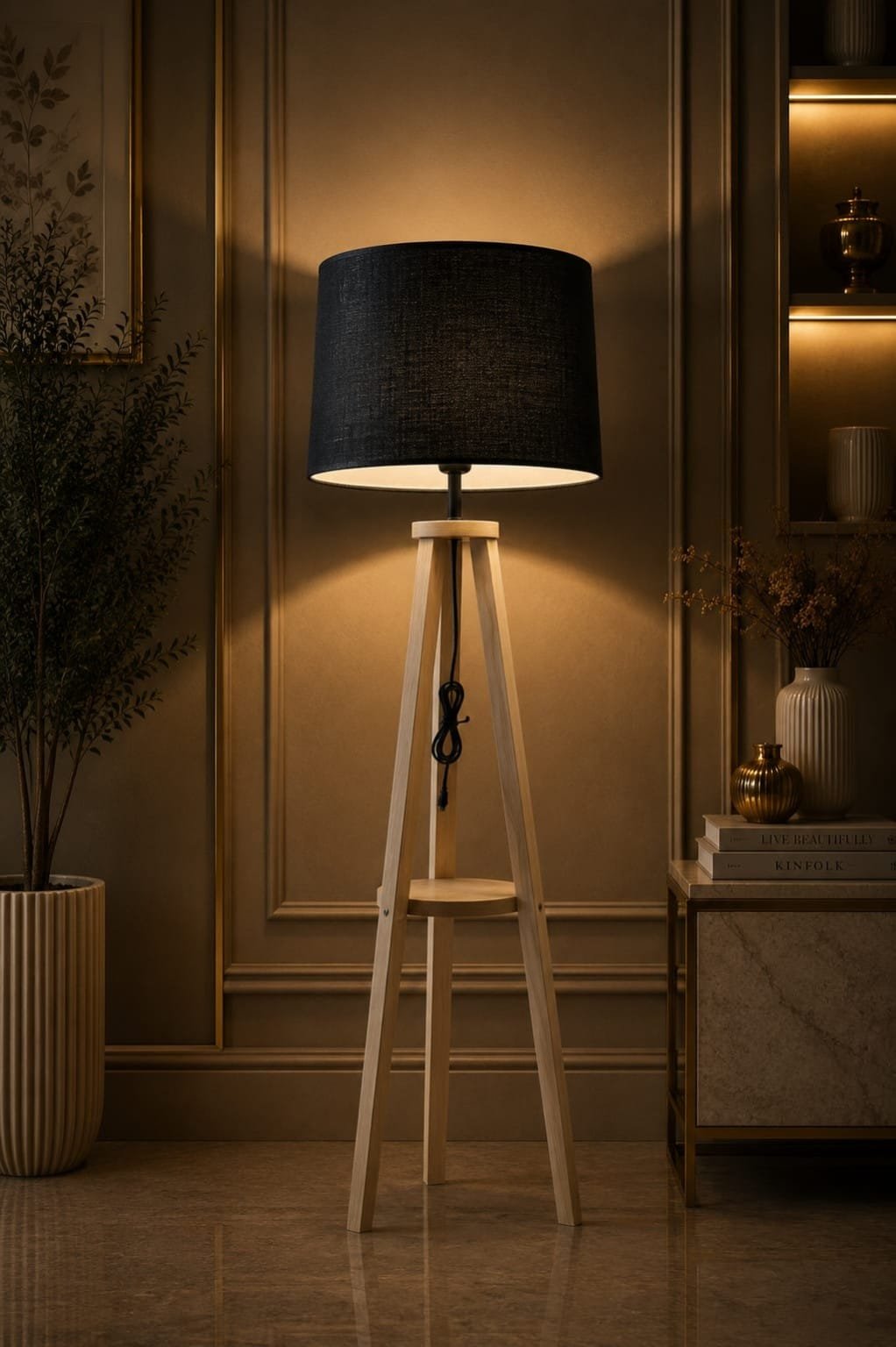 Scandinavian Oak Floor Lamp
