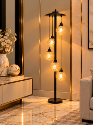 Crystal Glow 5-Light Floor Lamp - Crystal Decor Pakistan